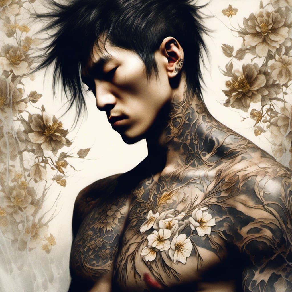 Detailed Yakuza Tattoo Digital Art