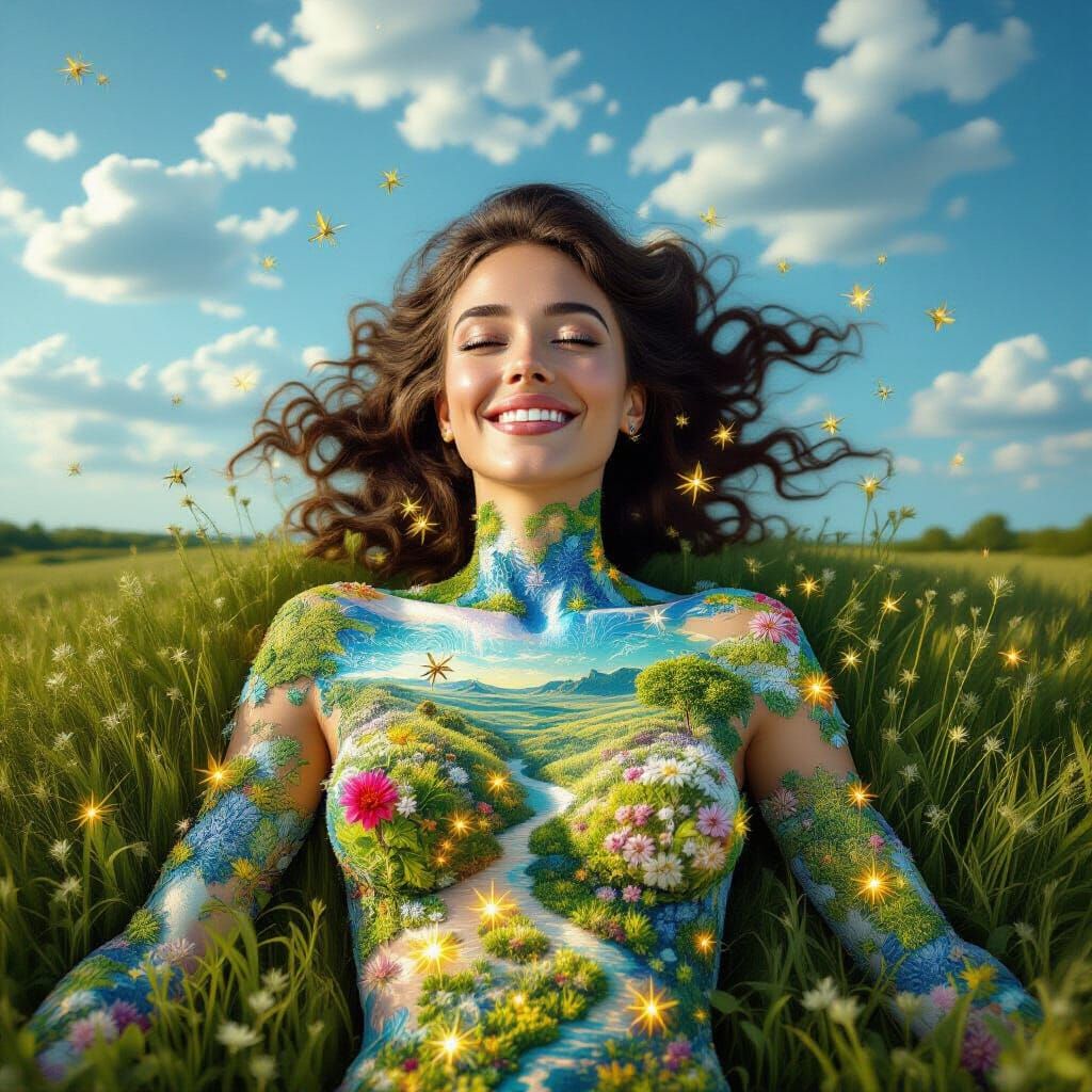 Bio-Art Collage: Woman as Interconnected Ecosystem