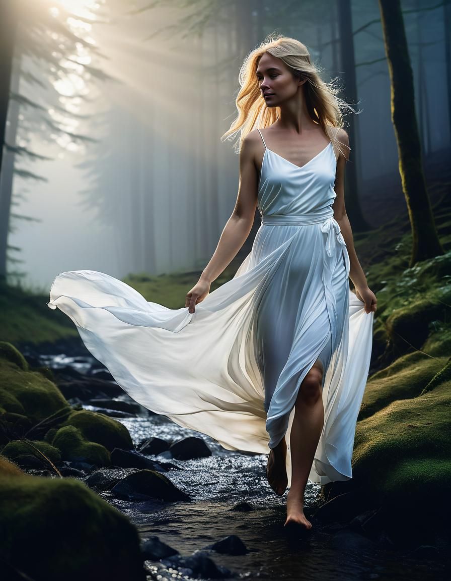 Ethereal Woman in Chiaroscuro Oil Painting