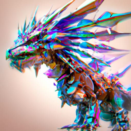 Robotic Crystal Dragon in Psychedelic Colors