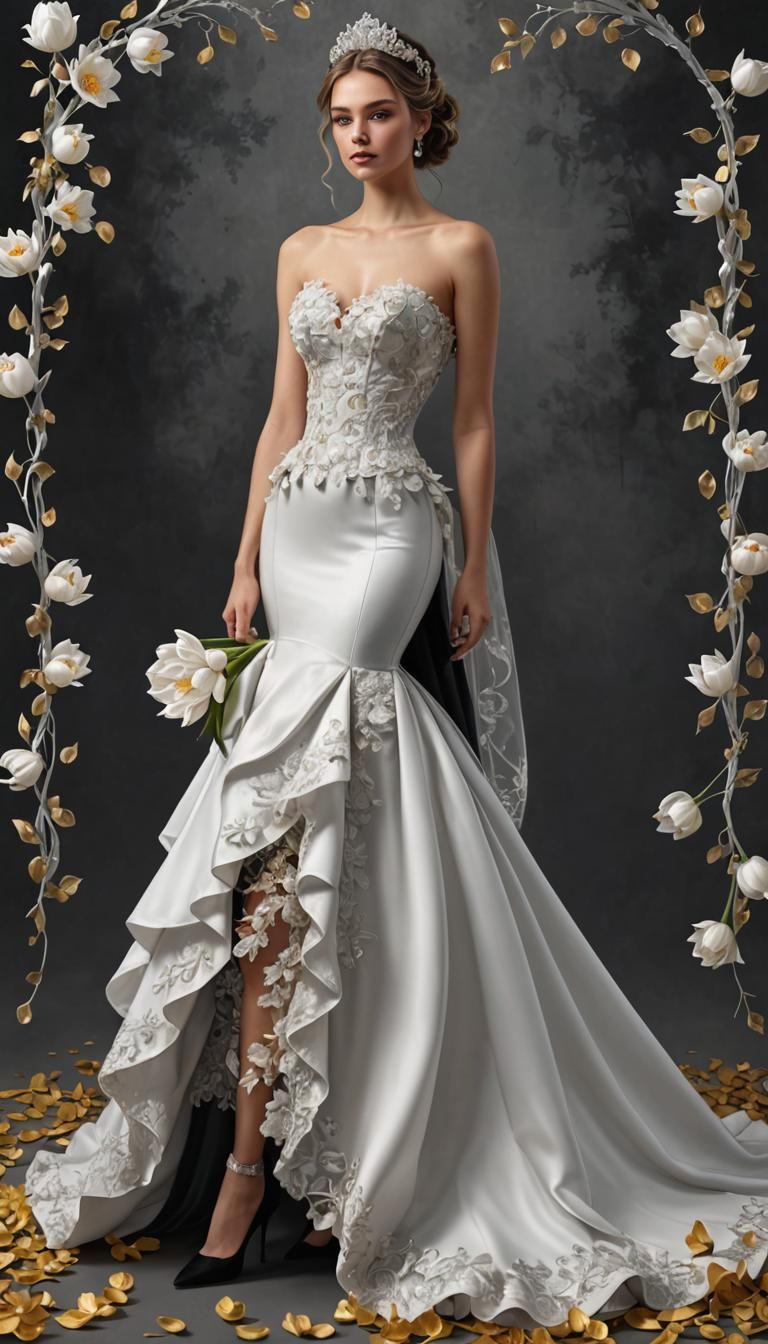 Bride in White Dress: Hyperrealistic Digital Art