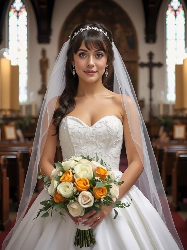 Bride in Ivory Gown, Pre-Raphaelite Style