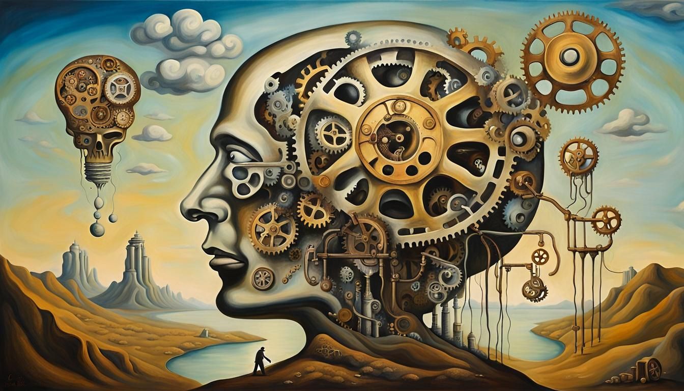 Steampunk Engine Brain: A Surrealist Vision
