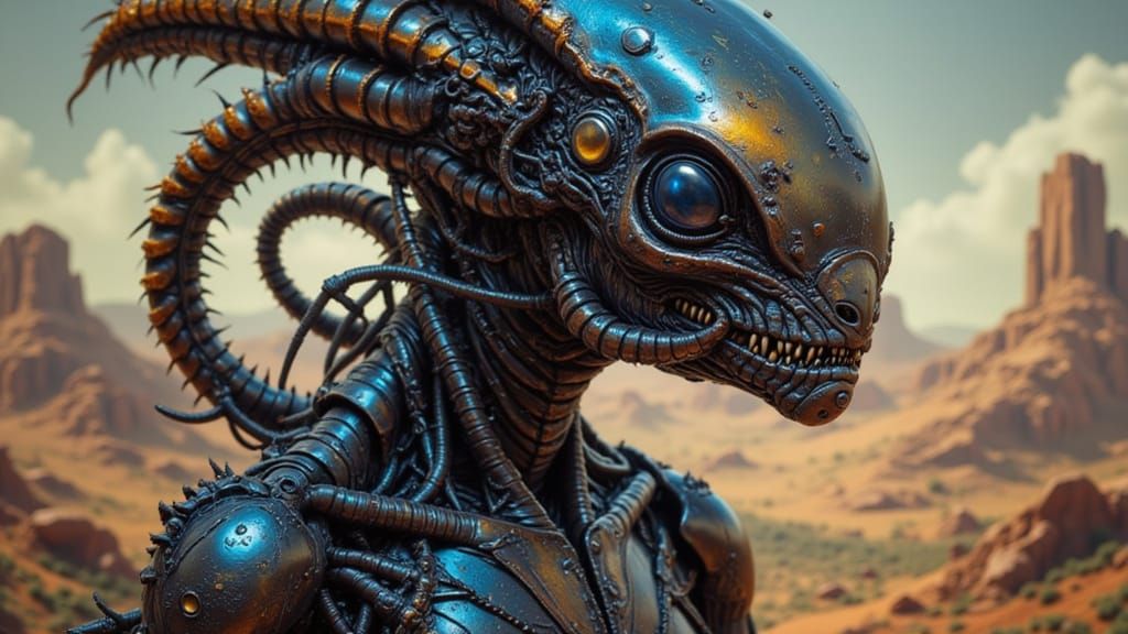 Alien Lifeform Portrait on Exoplanet Concept Art