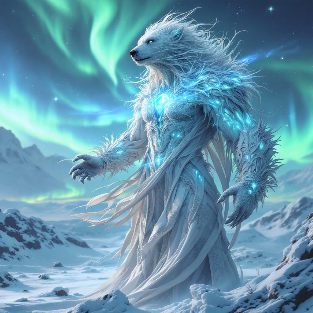 Ethereal Elven Sorceress Transforms into Polar Bear in Stunn...