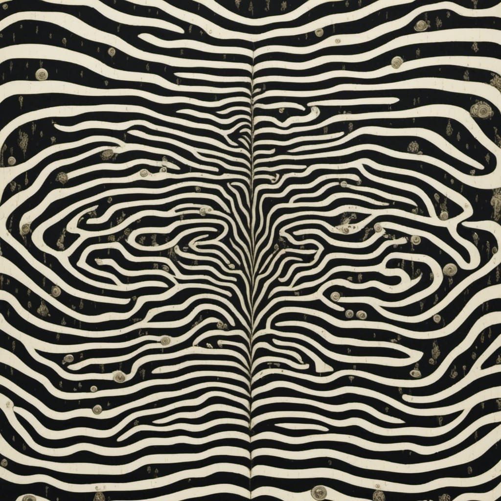 Striped Glitchcore Figures Swim Upward Underwater