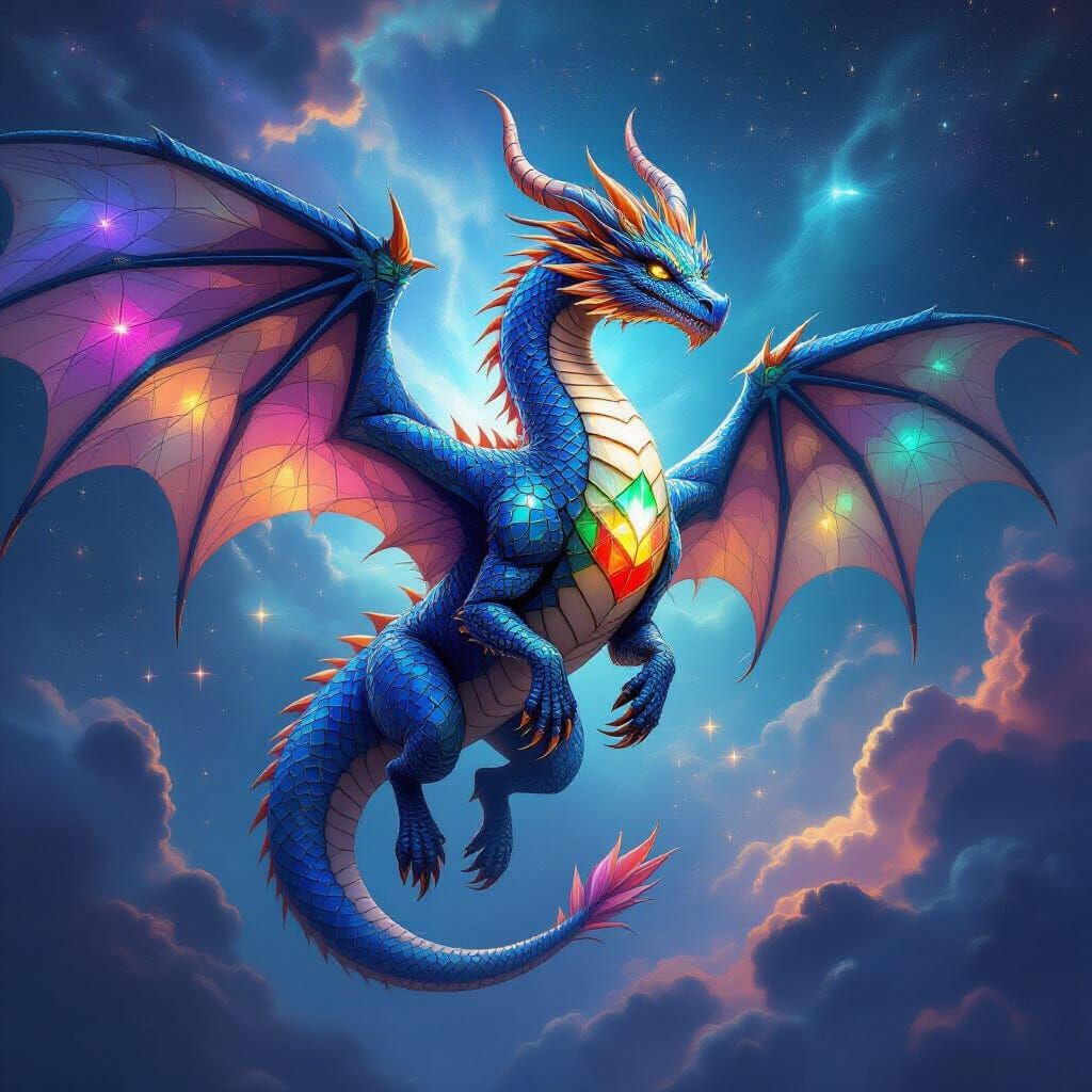 Majestic Gemstone Dragon in Celestial Void