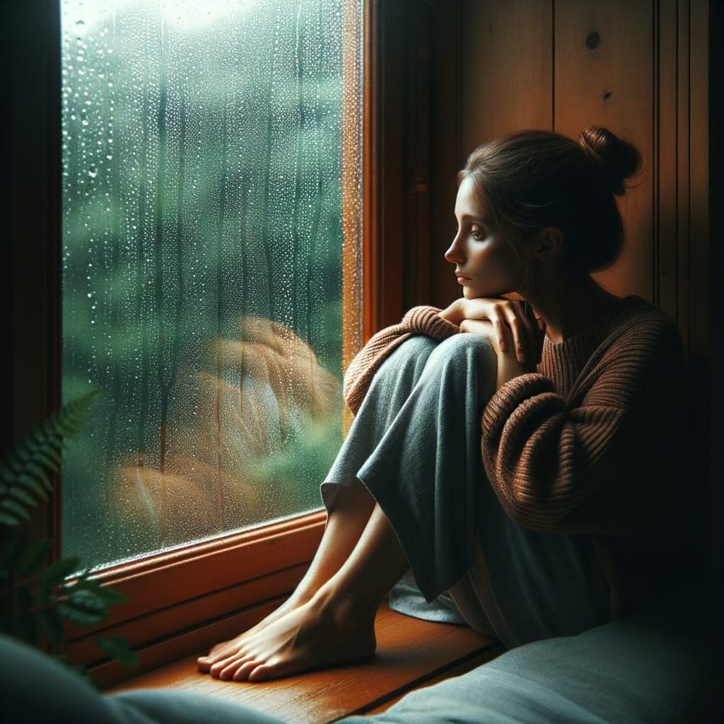 Another rainy day, sitting by the window ,watching the rain