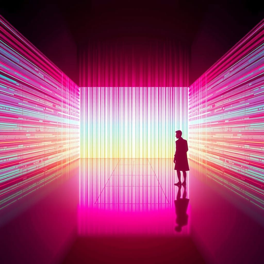 Holographic Shimmer in Surreal-Minimalist Pop Art