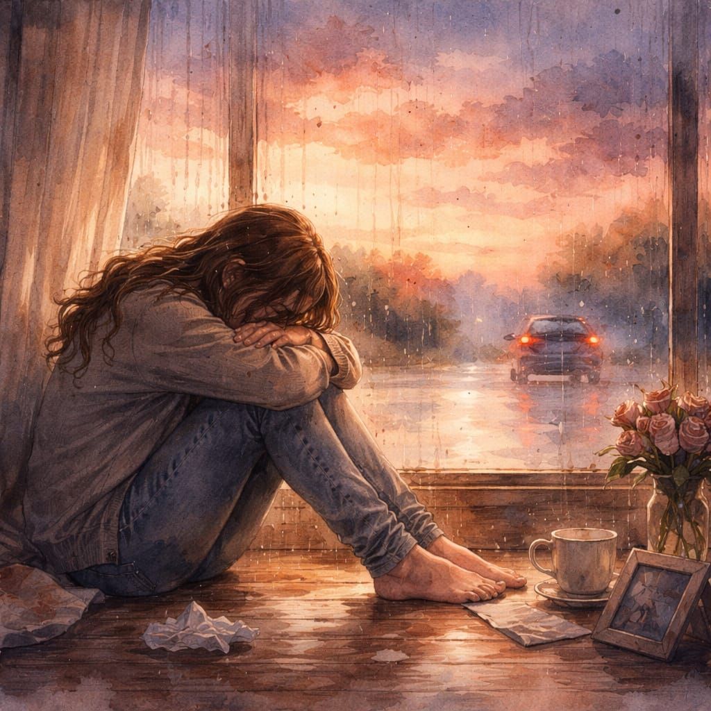 Abstract Watercolor of Lost Love and Regret