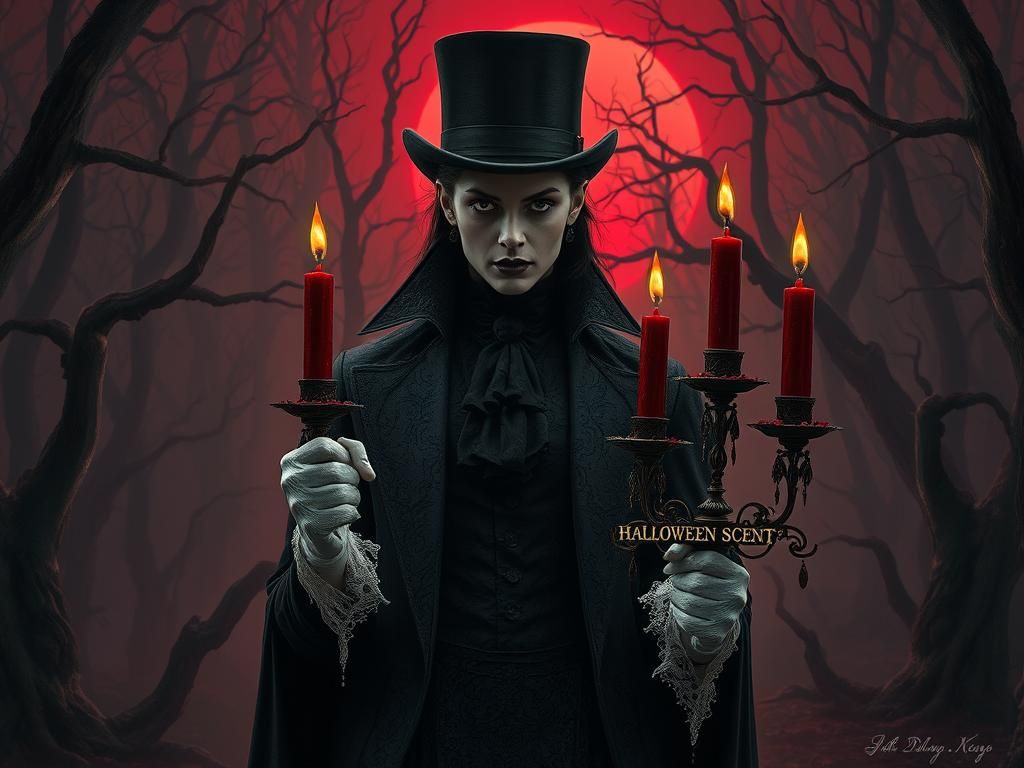 Victorian Vampire in Mist-Shrouded Forest