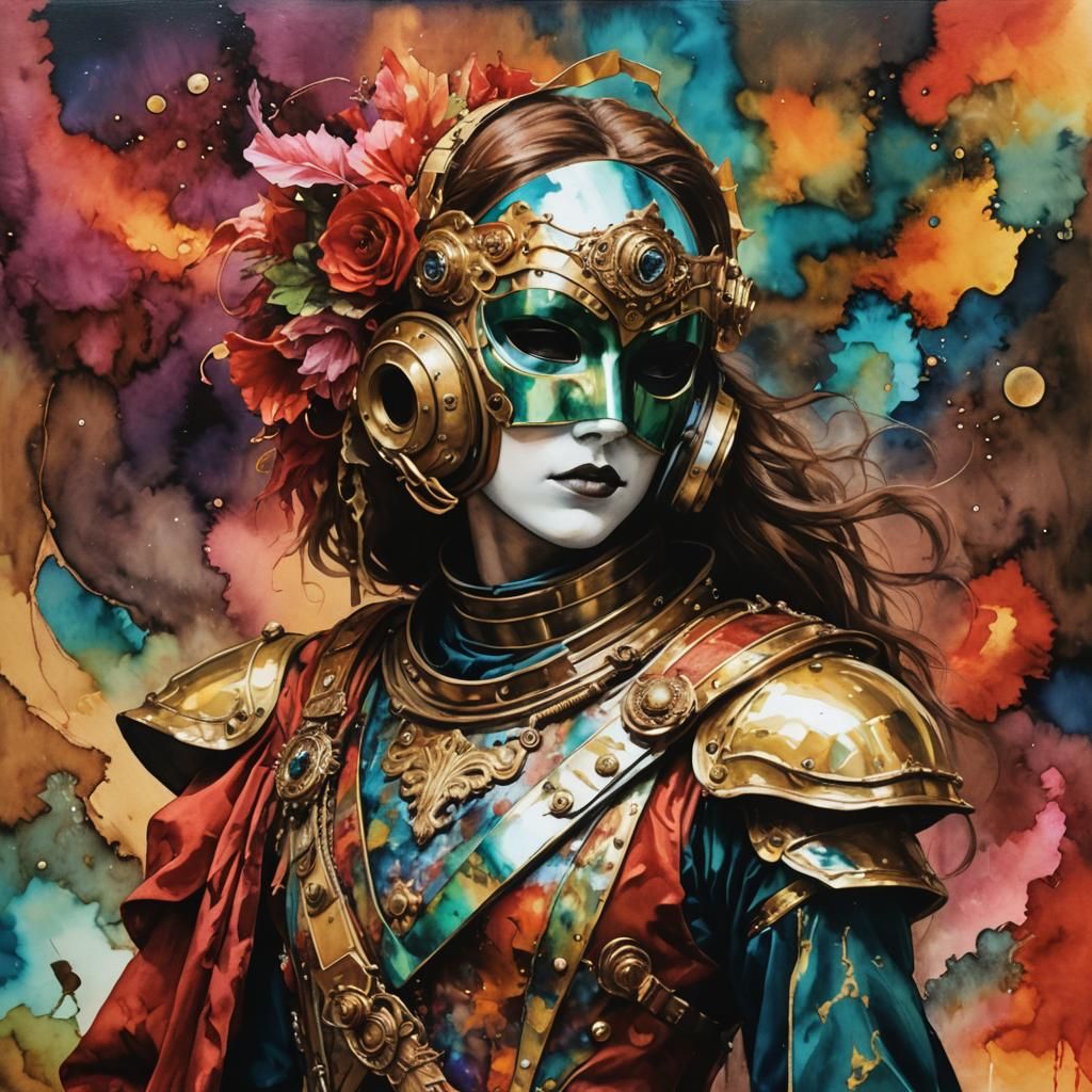 Martian Masquerade: Post-Apocalyptic Venetian Scene