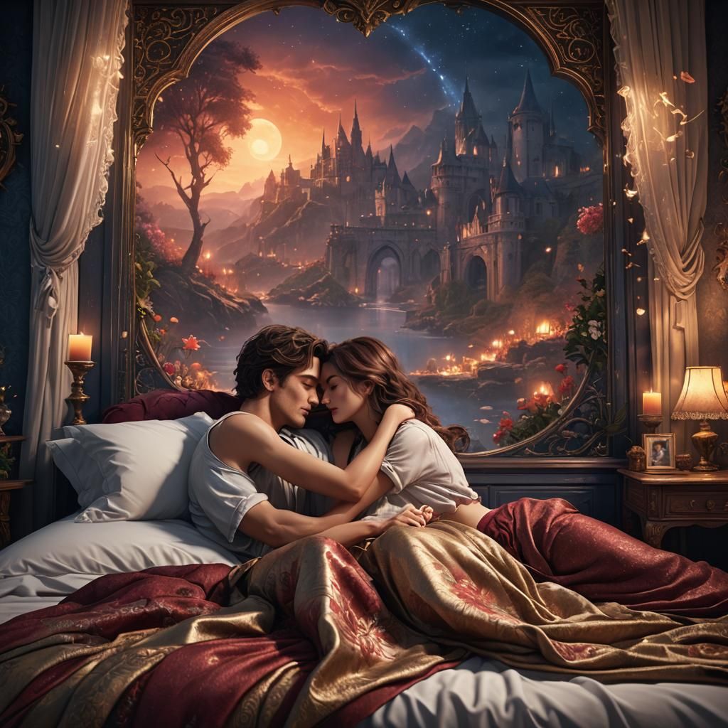 Romantic Embrace in a Cozy Bedroom