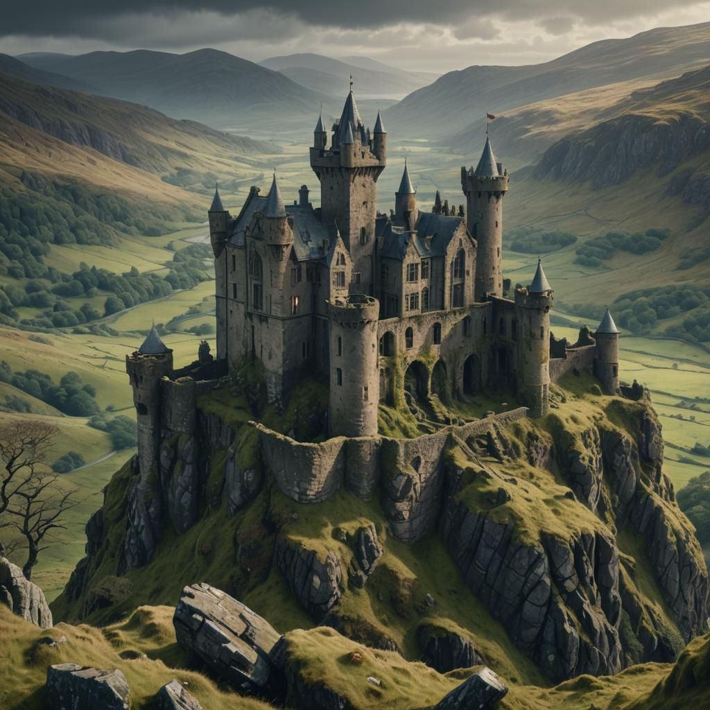 Galloway Castle Ruins in Mystical Landscape