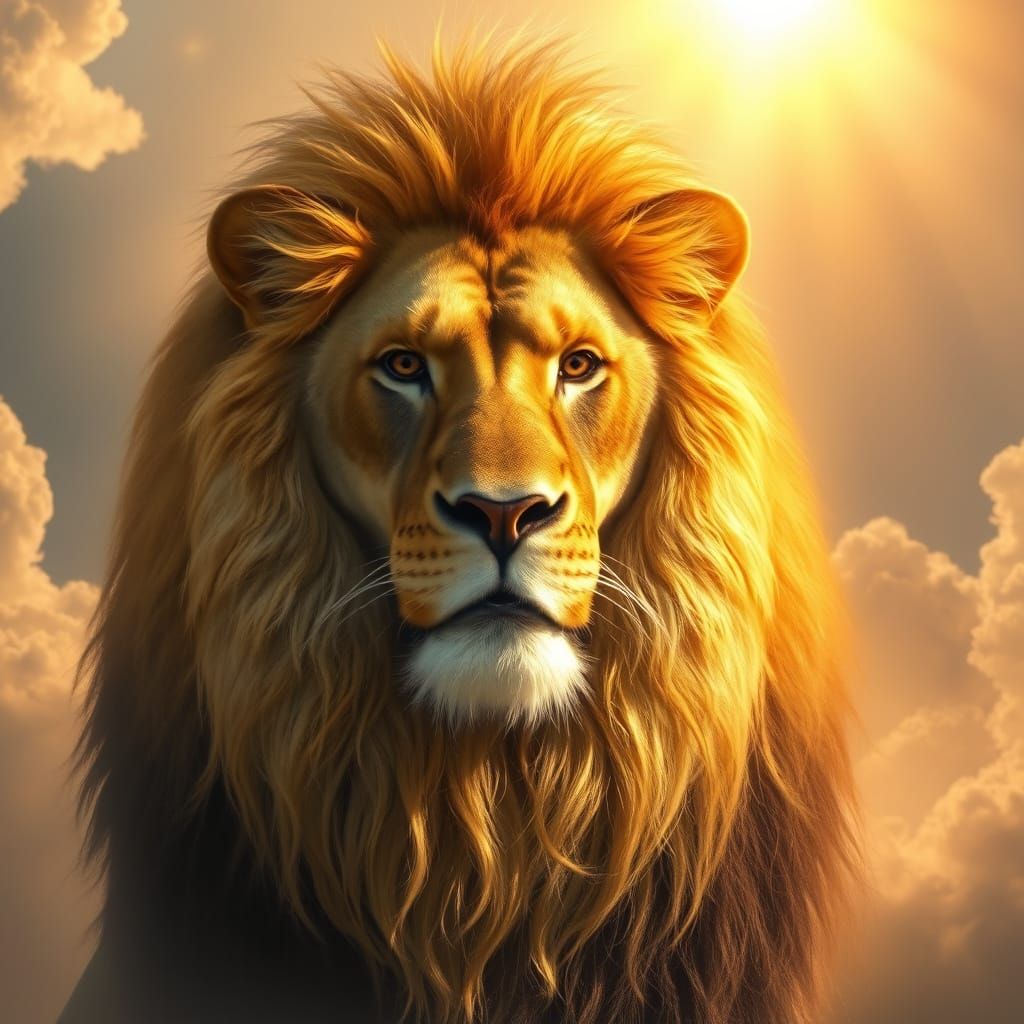Majestic Lion Portrait with Golden Mane