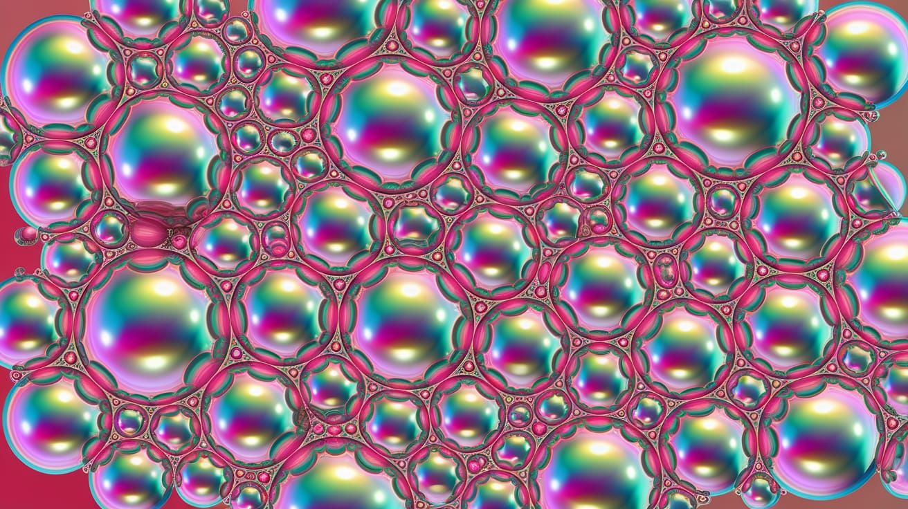 Iridescent Bubbles with Pearl Sheen on Gradient Background