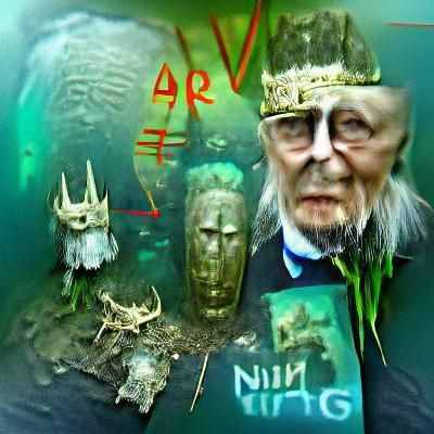 Mystical Underwater Lich King Portrait in Occult Style