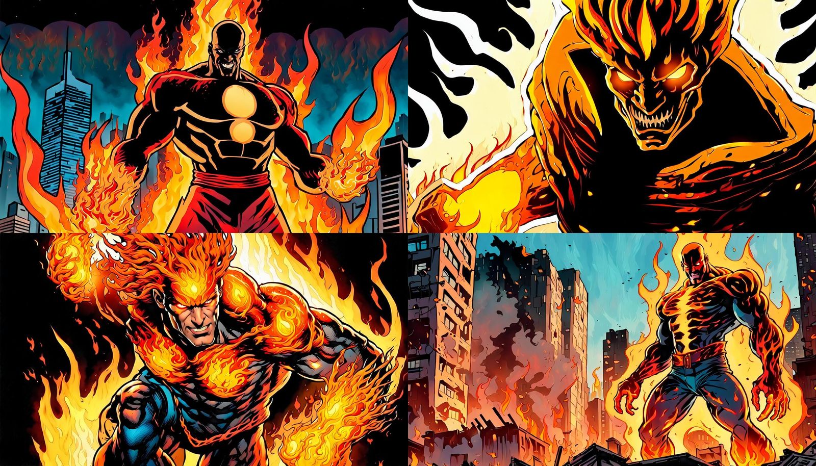 Comic Book Style Fire Being Villain