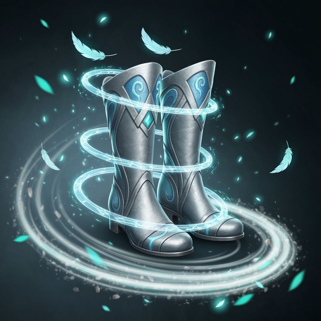 Celestial Swift Boots: Ethereal RPG Item Design