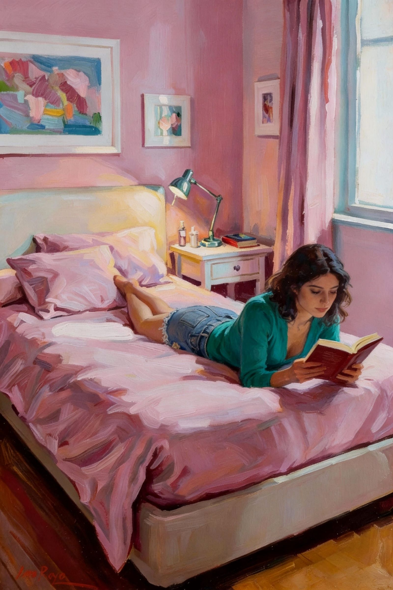 Romantic College Girls Bedroom Oil Painting