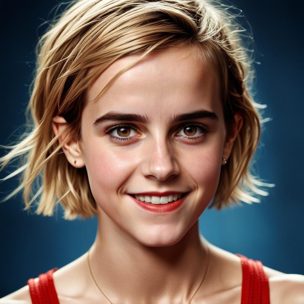 Radiant Blonde Woman in Red Top, Professional Portrait