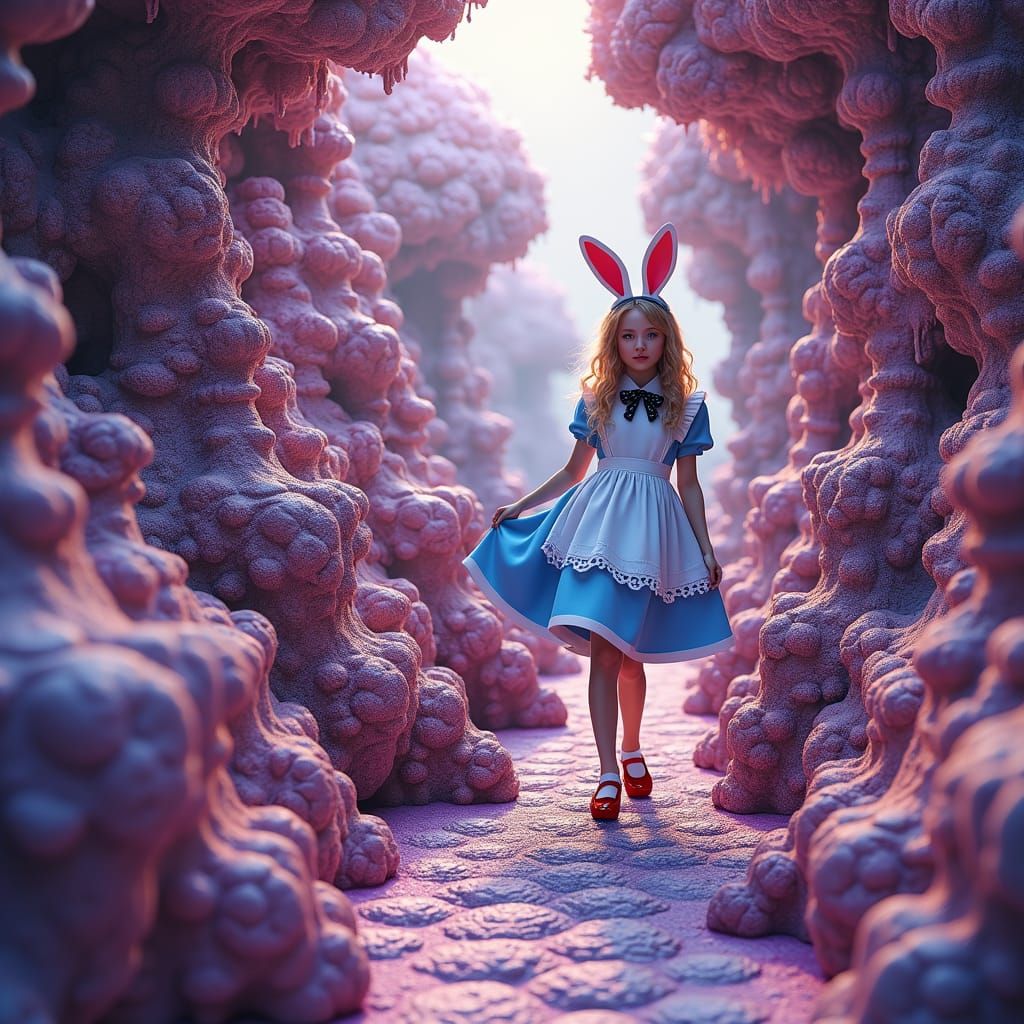 Alice in Fractal Wonderland: Digital Art Tessellations