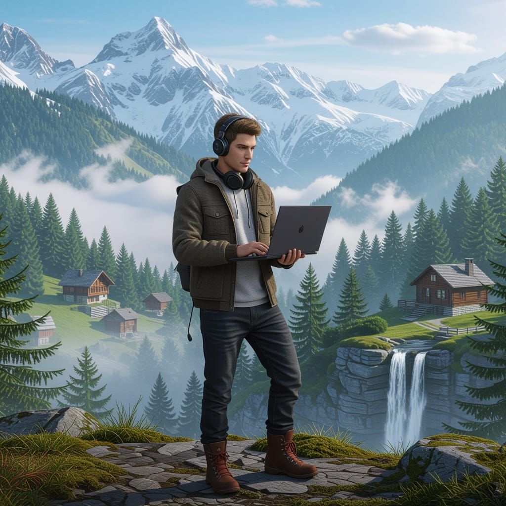 Gamer in Nature: Swiss Alps Meets Brazilian Scenery