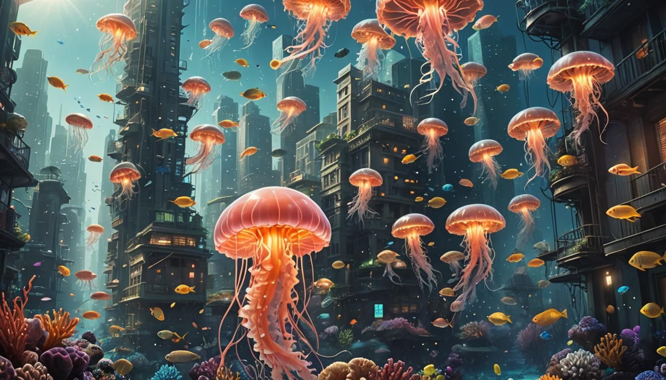 Coral Reef Metropolis: A Surreal Underwater Cityscape