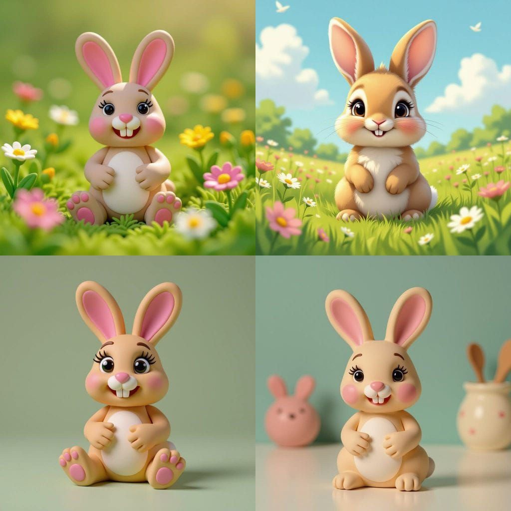 Adorable Clay Rabbit Sculpture
