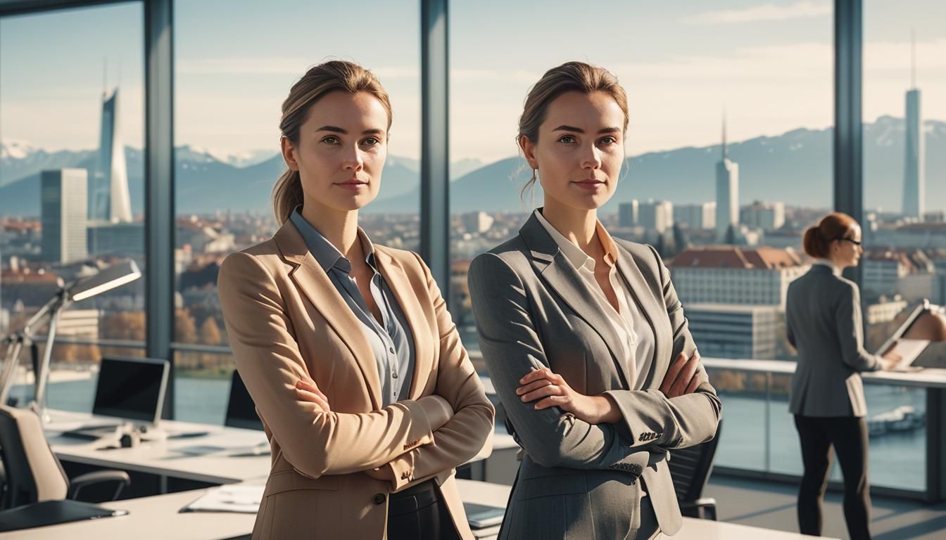 Confident Entrepreneur in Modern Geneva Office