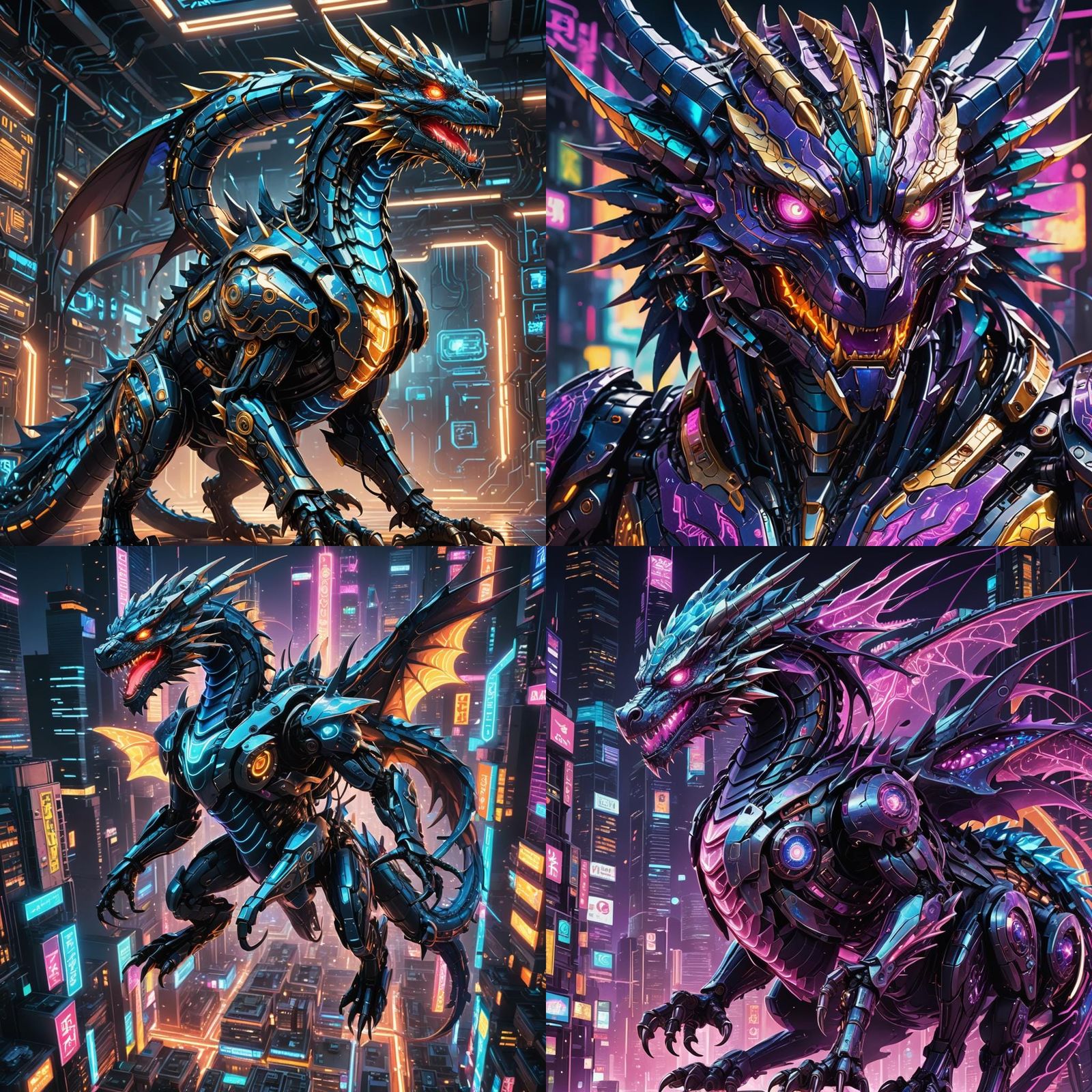 Futuristic Hi-Tech Nanobot Dragon in Anime Style