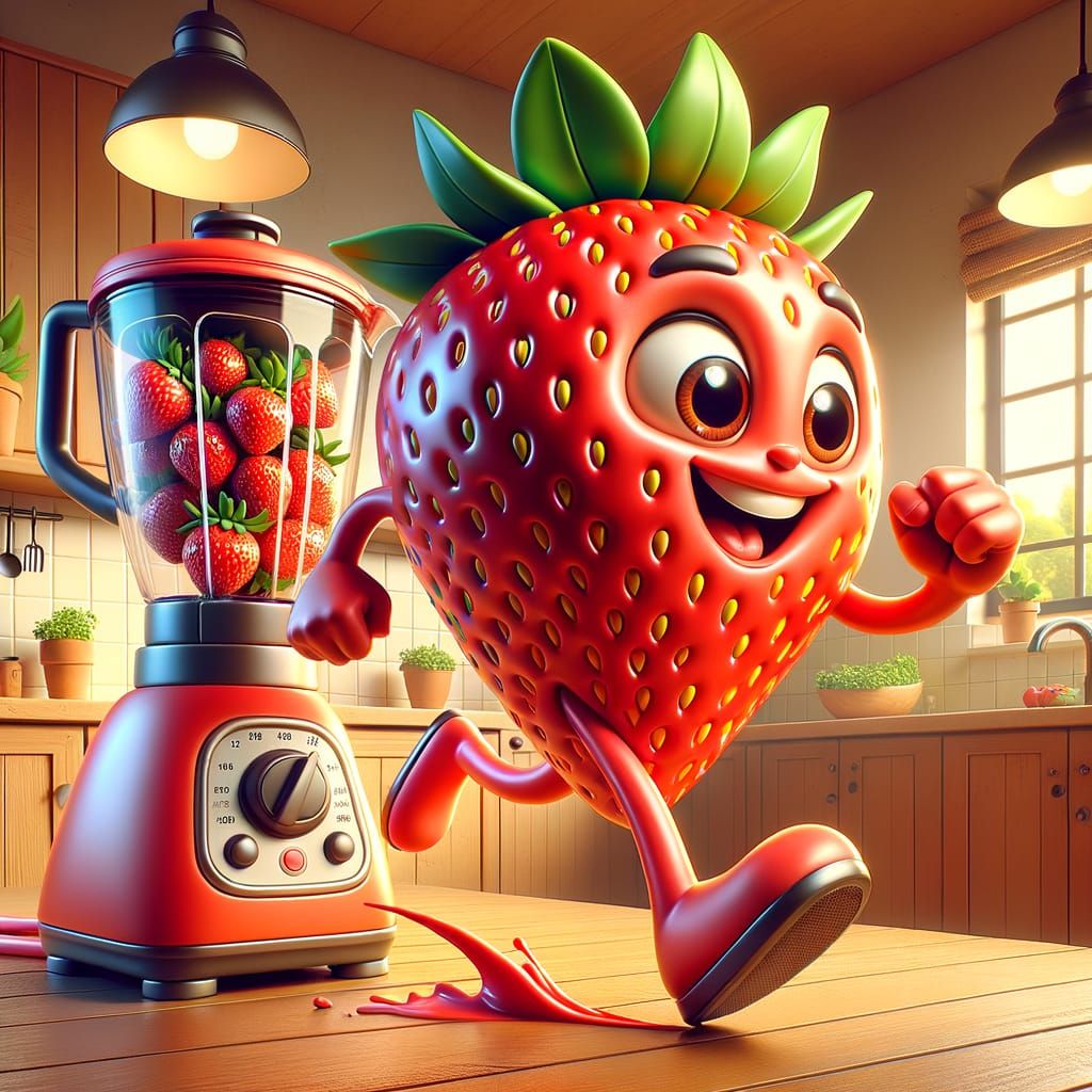 Anthropomorphic Strawberry's Kitchen Escape in Happycore Sty...