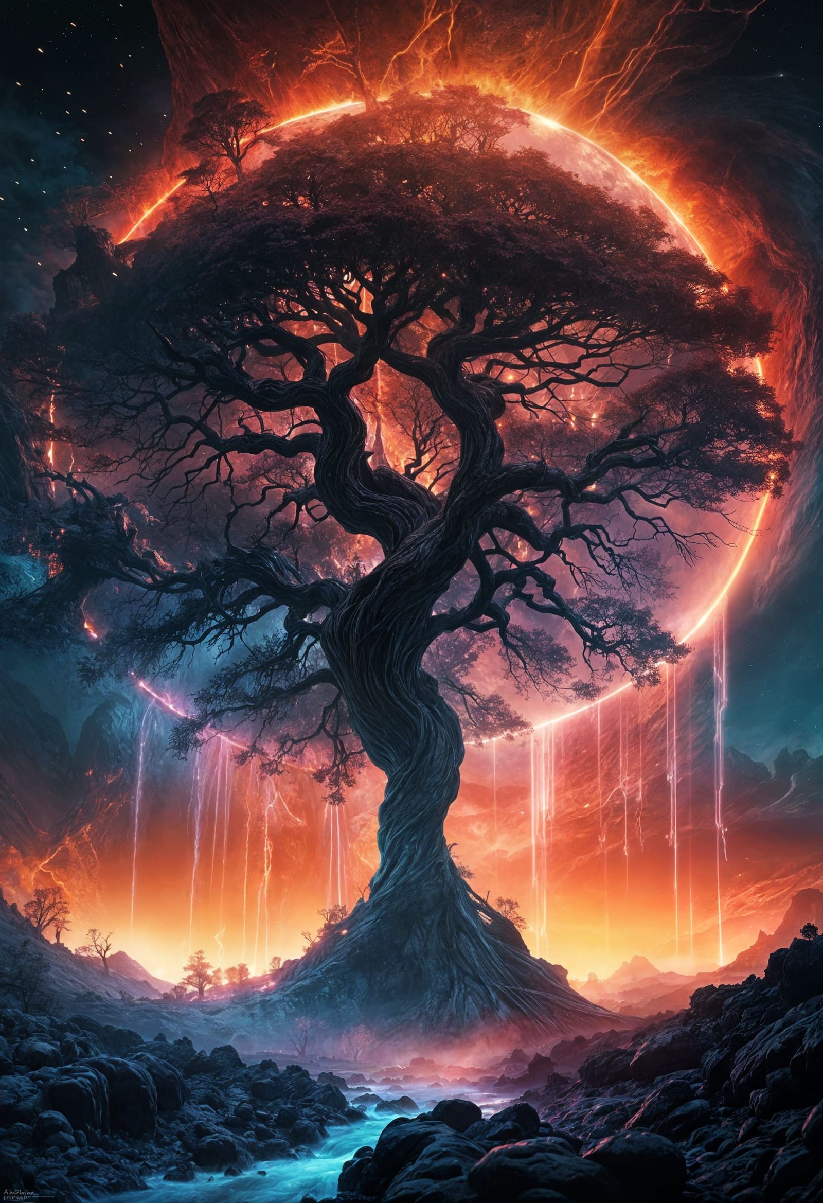 Magical Lava Tree Solargraph with Glowing Mist