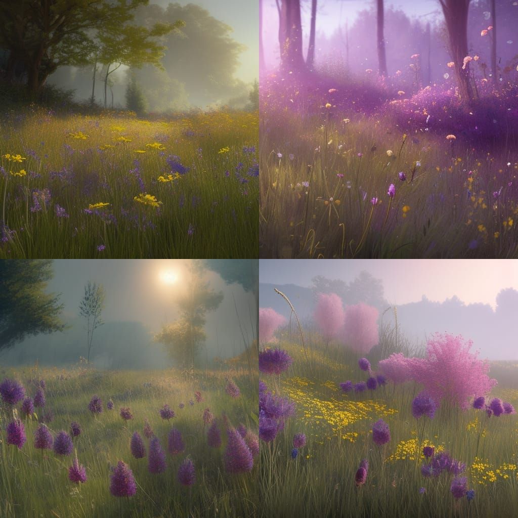 Wildflowers with Sparkles: Art Nouveau Concept Art