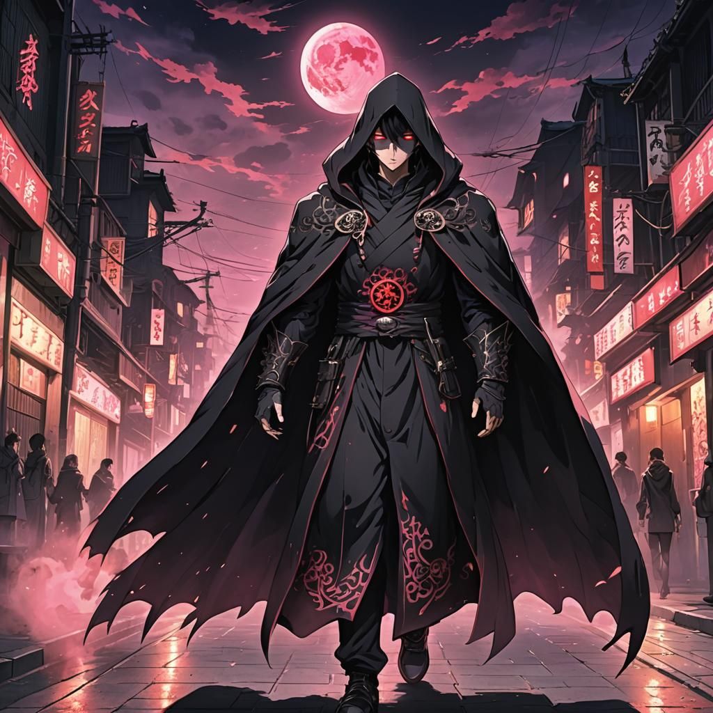 Sinister Anime Villain in Dark Fantasy Style