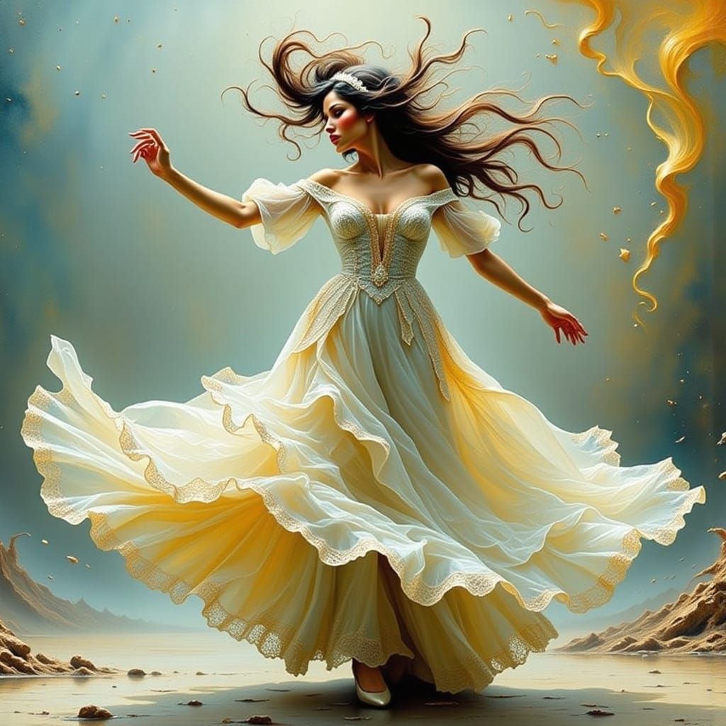 Ethereal Beauty in Motion, Inspired by Dali's Surrealism and...