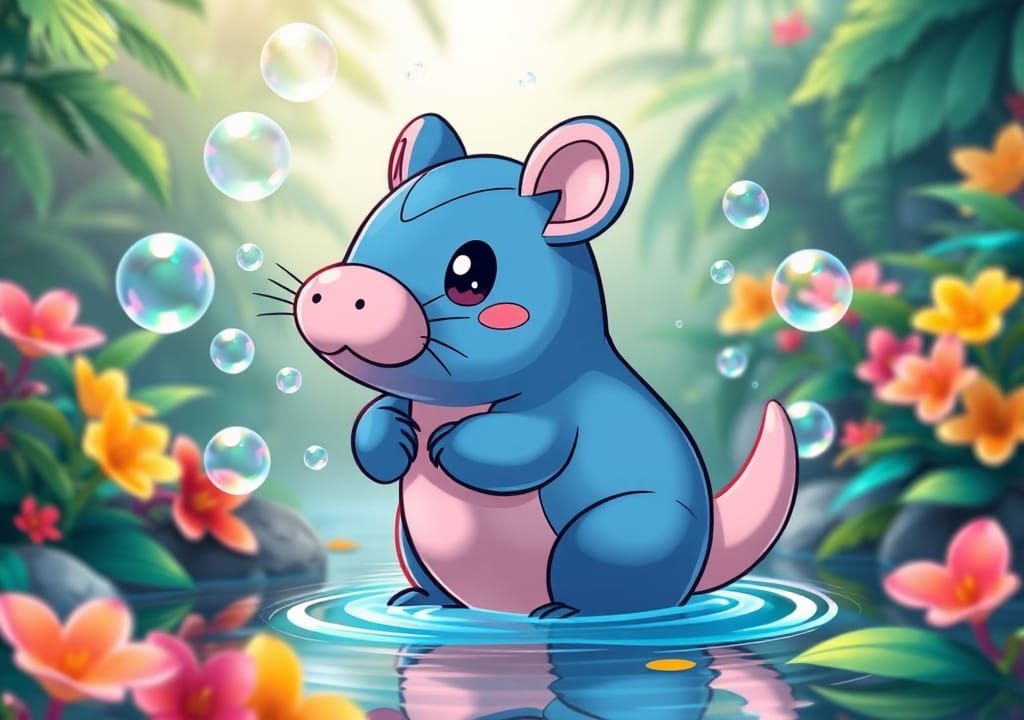 Capybara Pokémon Mascot in Lush Brazilian River