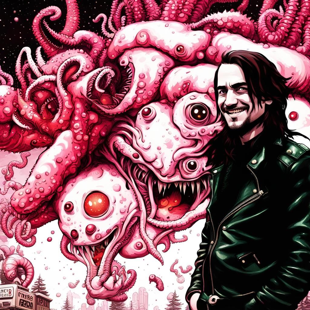 Rockstar and Alien Organism in Digital Art