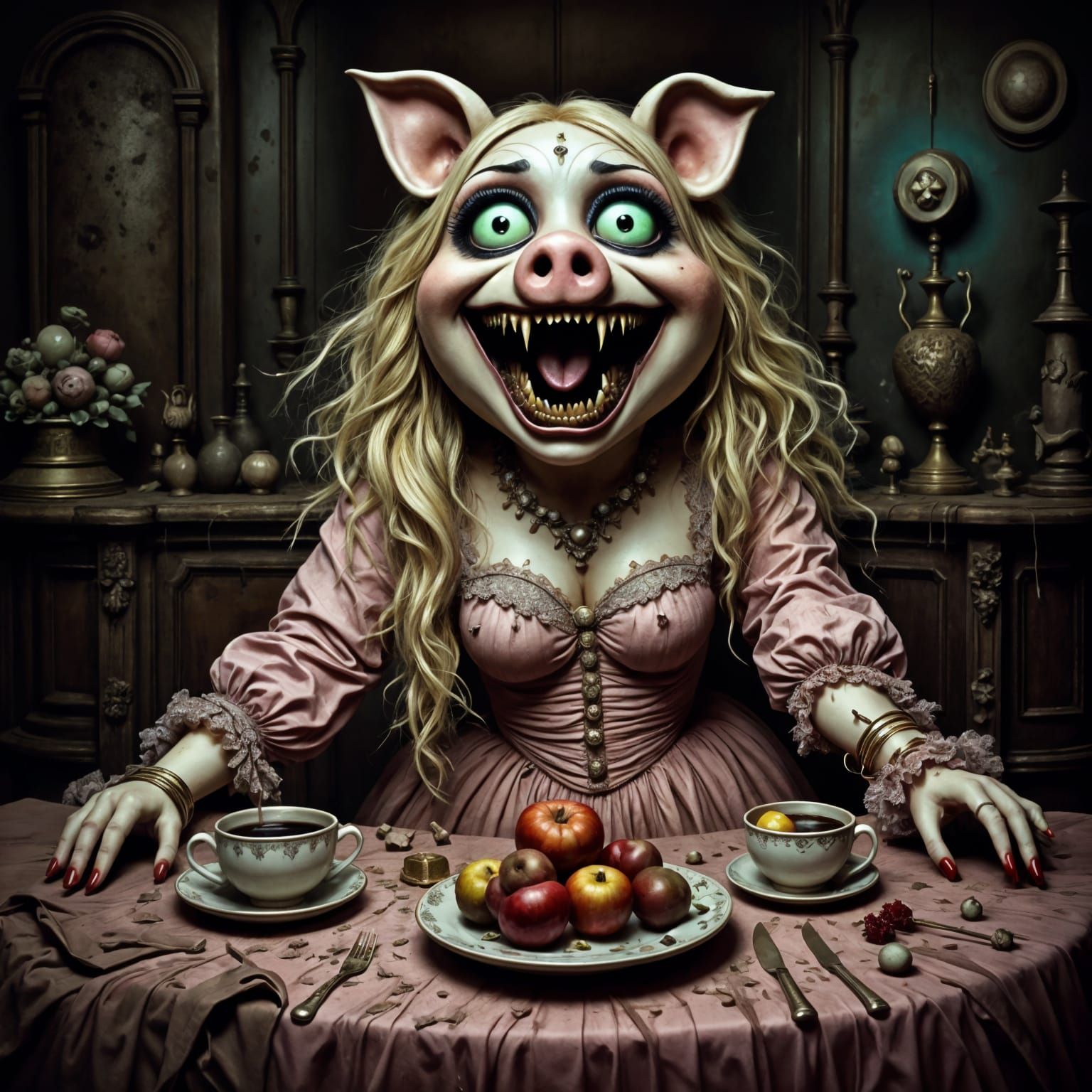 Creepy Gothic Dolls Portray Miss Piggy's Hunger