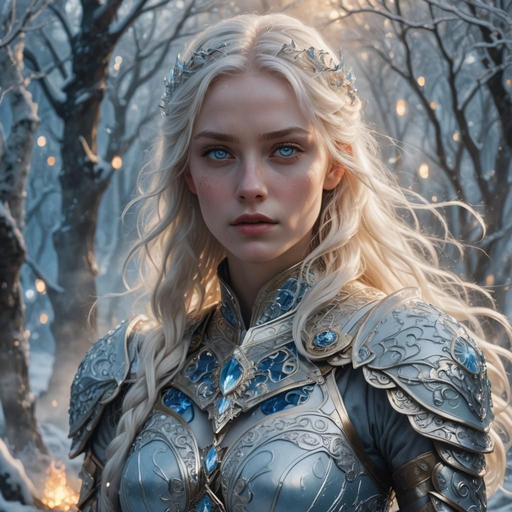 Fantasy Woman with Blue Eyes: Hyperrealistic Matte Painting
