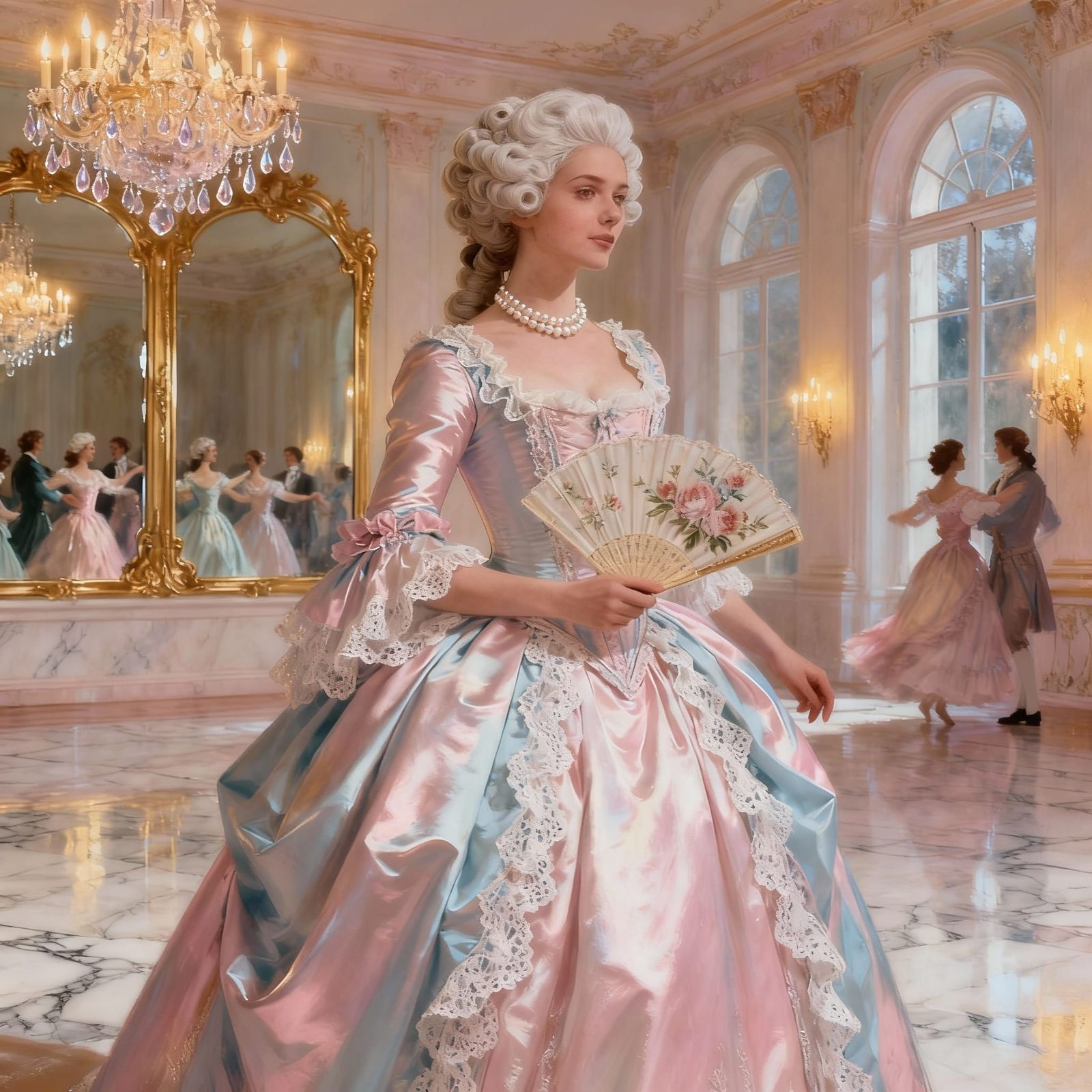 Elegant Lady in 18th Century Ballroom Attire