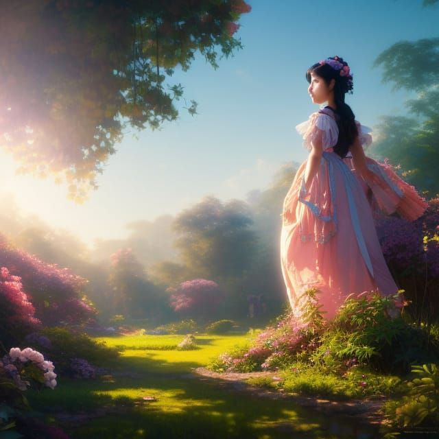 Kawaii Victorian Teenager Portrait in Anime Style