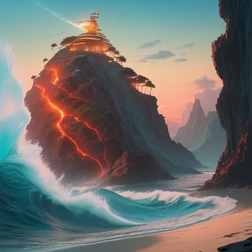 Stunning Surreal Landscape with Volcanic Coastline