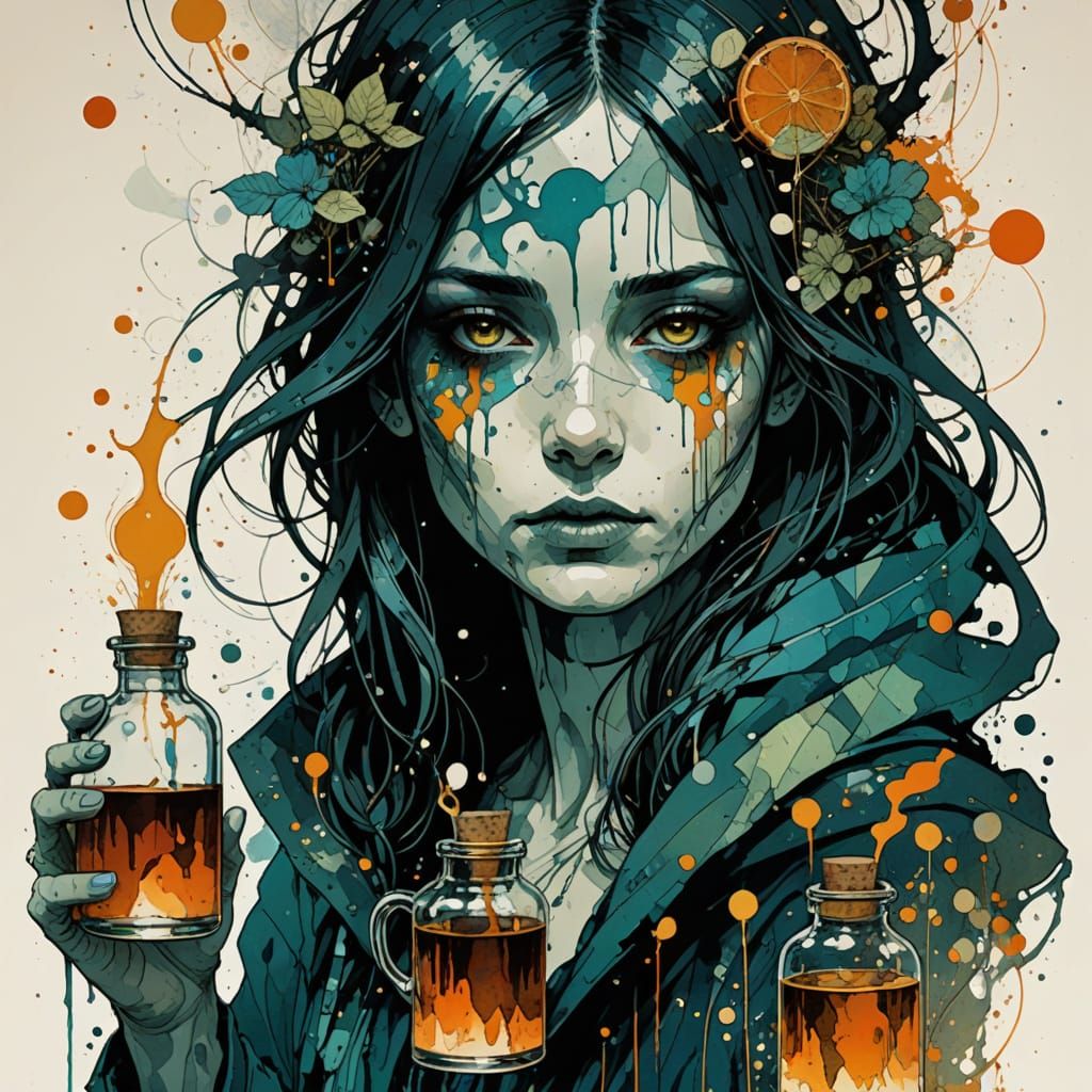 Curious Magical Potions with Sparkling Effects