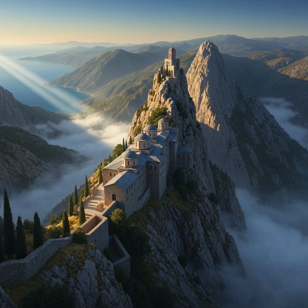 Majestic Monastery on Mount Athos: A Breathtaking Vista