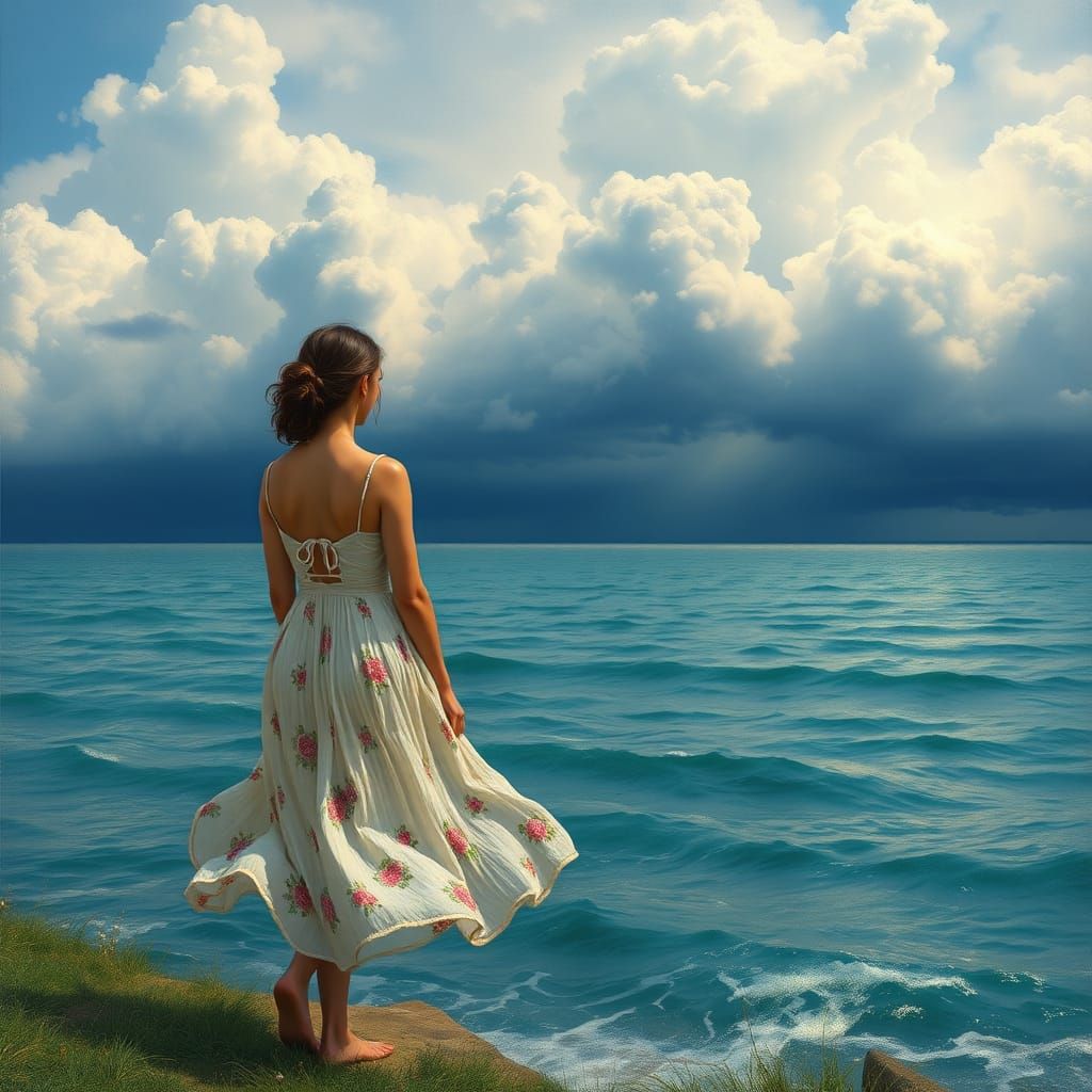 Seaside Storm Approaching, Impressionistic Style