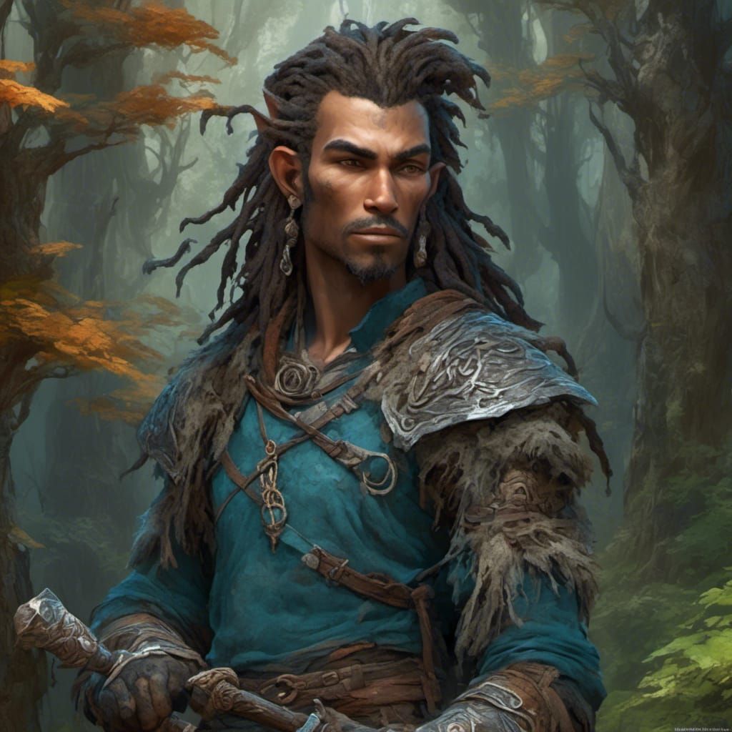Fantasy Forest Warrior with Sword, Detailed Matte Painting