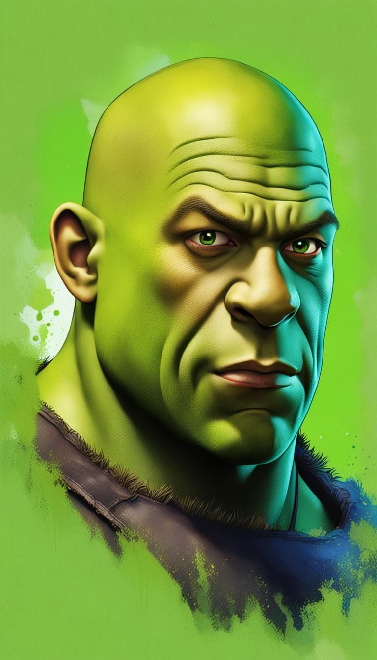 Hyperrealistic Vin Diesel as Shrek Concept Art