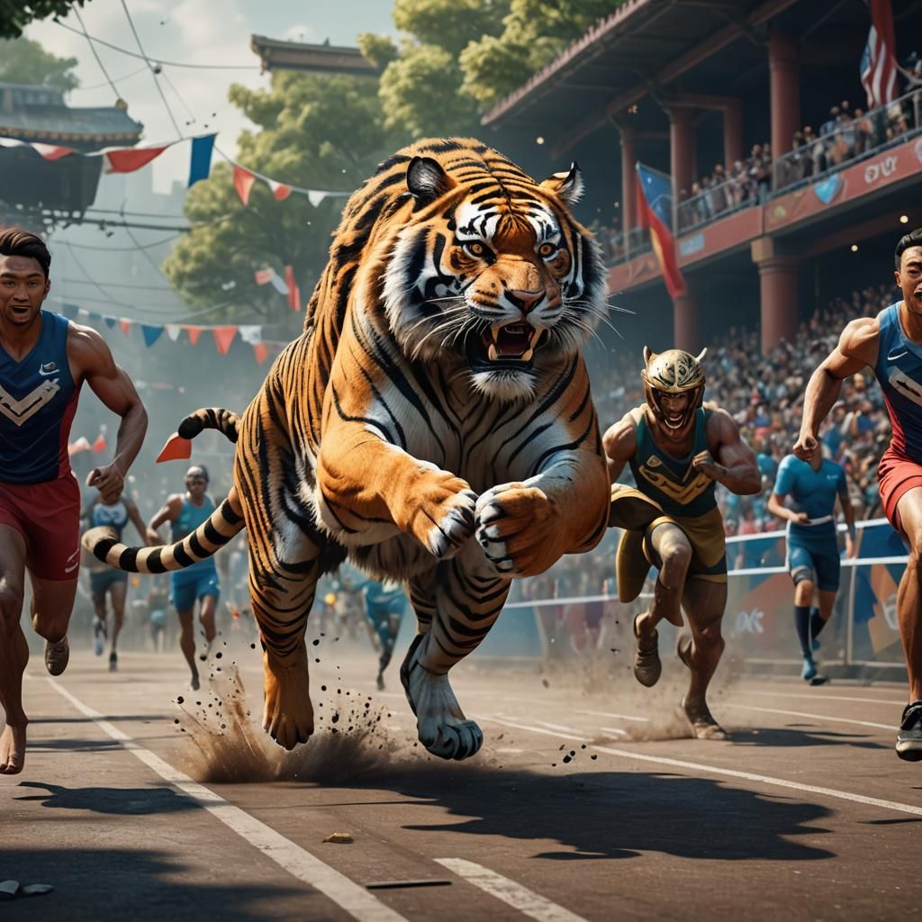 Victorious Three-Legged Tiger Wins Olympic Race