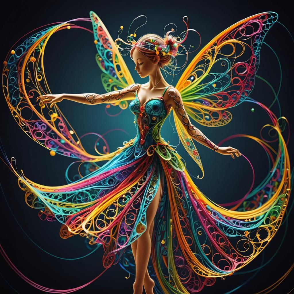 Colorful String Fairy: Abstract Fractal Art